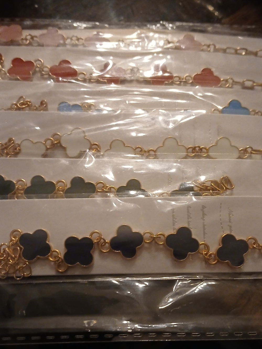 Gold Clover Link Bracelet with Black Clover Accents 12 Resellers Bundle